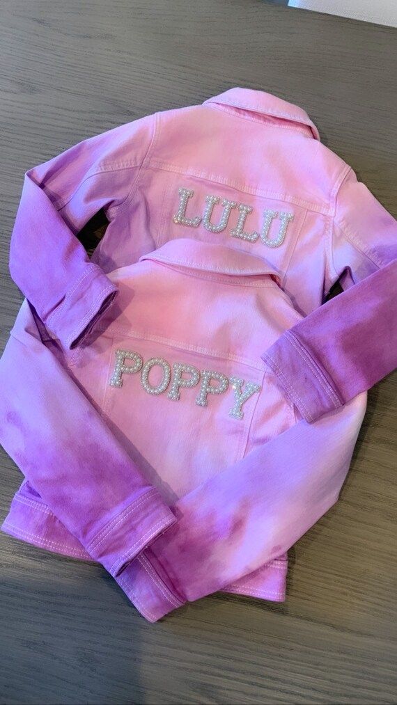 Hand Dyed Denim Jacket / Personalized Tie-Dye Jacket / Tie Dye / Diamond and Pearl Letters / Name... | Etsy (US)
