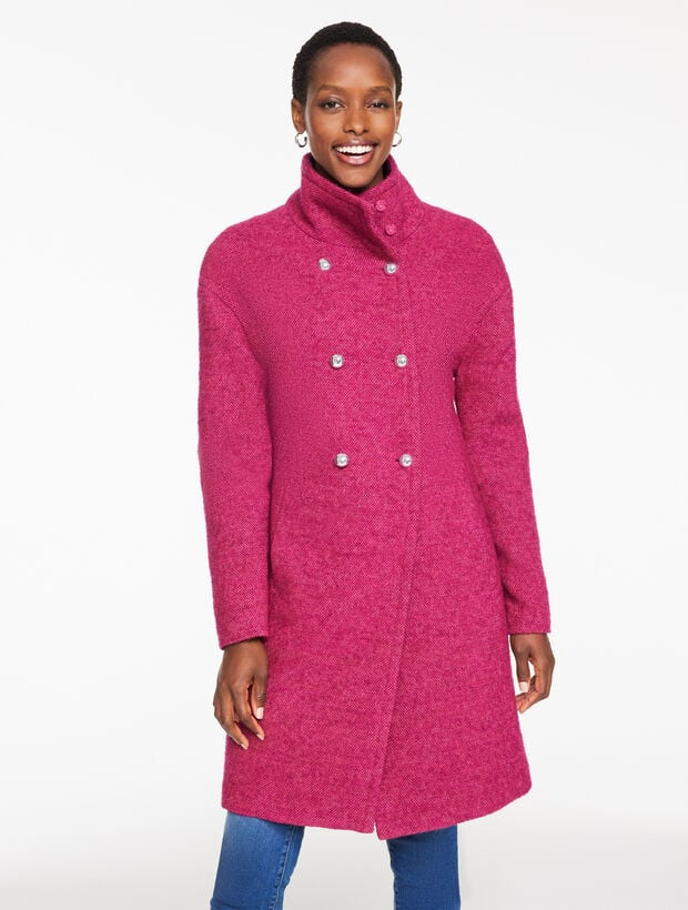 Textured Double Breasted Coat | Talbots