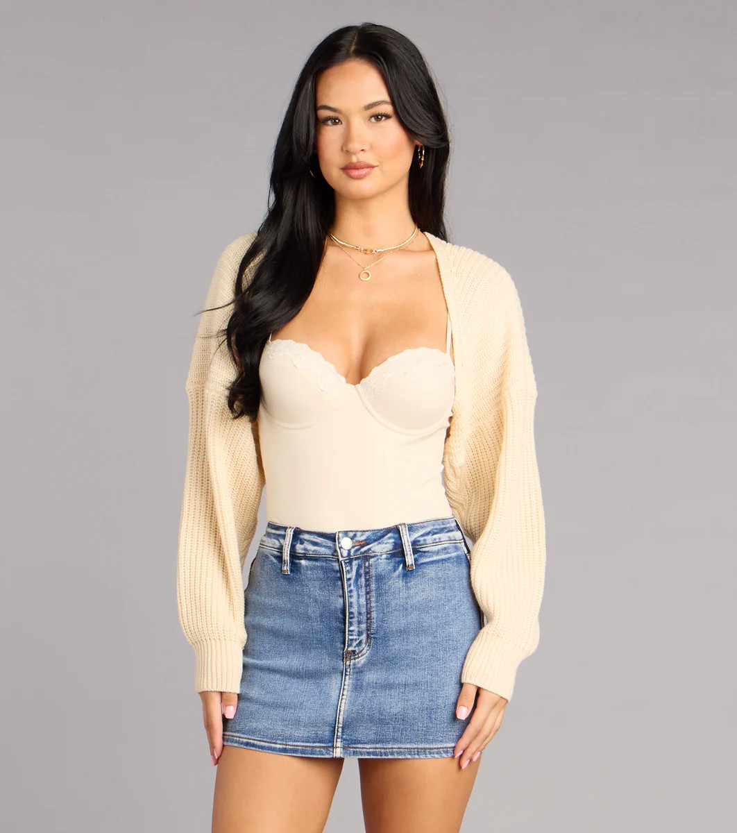 Sweet And Cozy Oversized Knit Sweater Bolero | Windsor Stores
