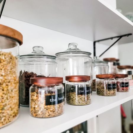 #tea #spices #jars #storage #pantry #organization #glass #glassjars #pantryorganization #drygoods #holistic #health #label #labelmaker #ptouch #teacanister #canister #sustainable 

#LTKhome #LTKunder100 #LTKfamily