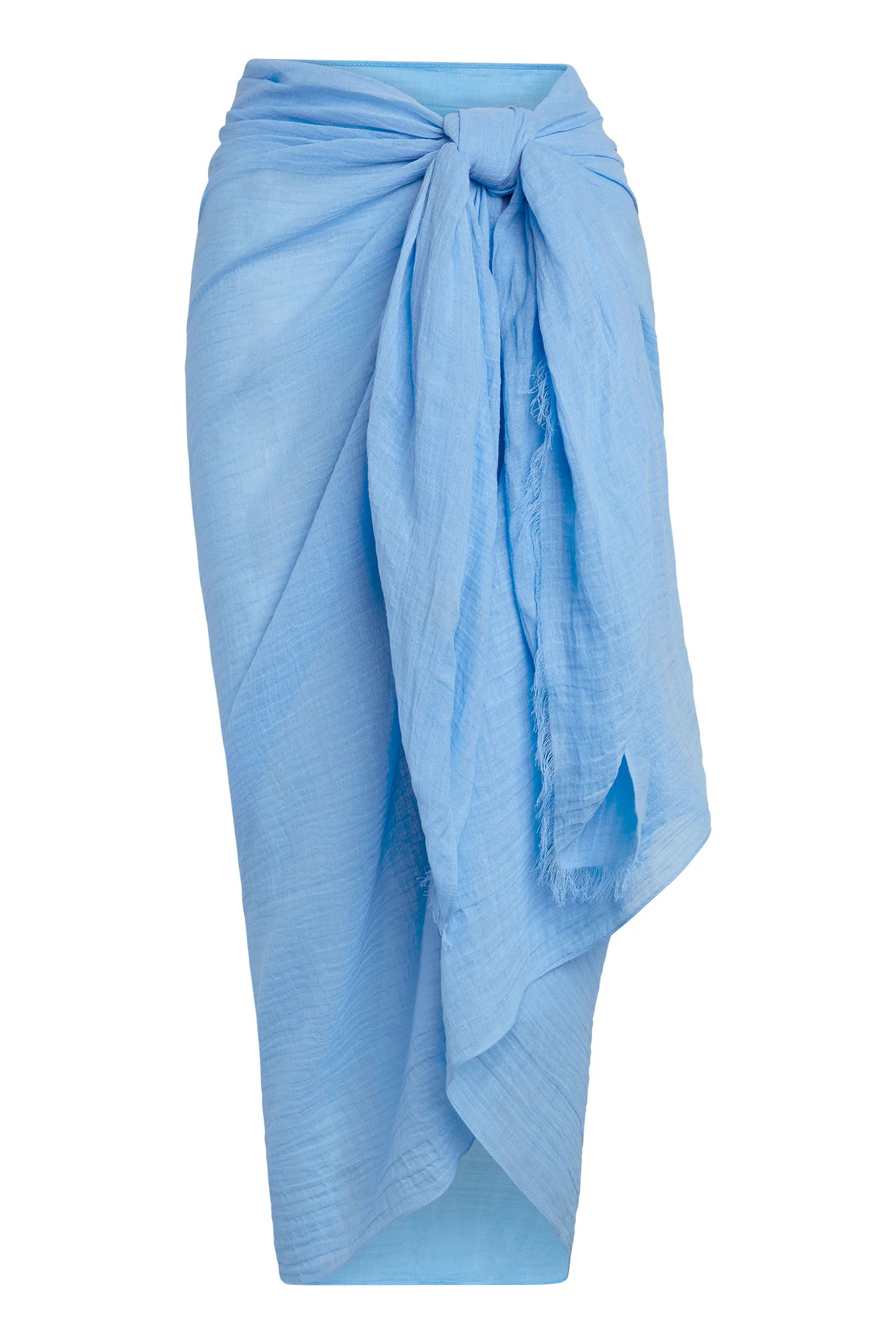 St. Tropez Sarong - Ibiza Blue Crinkle Linen | Monday Swimwear