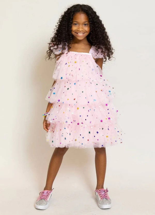 Feather Rainbow Stars Tulle Dress | Lola + The Boys