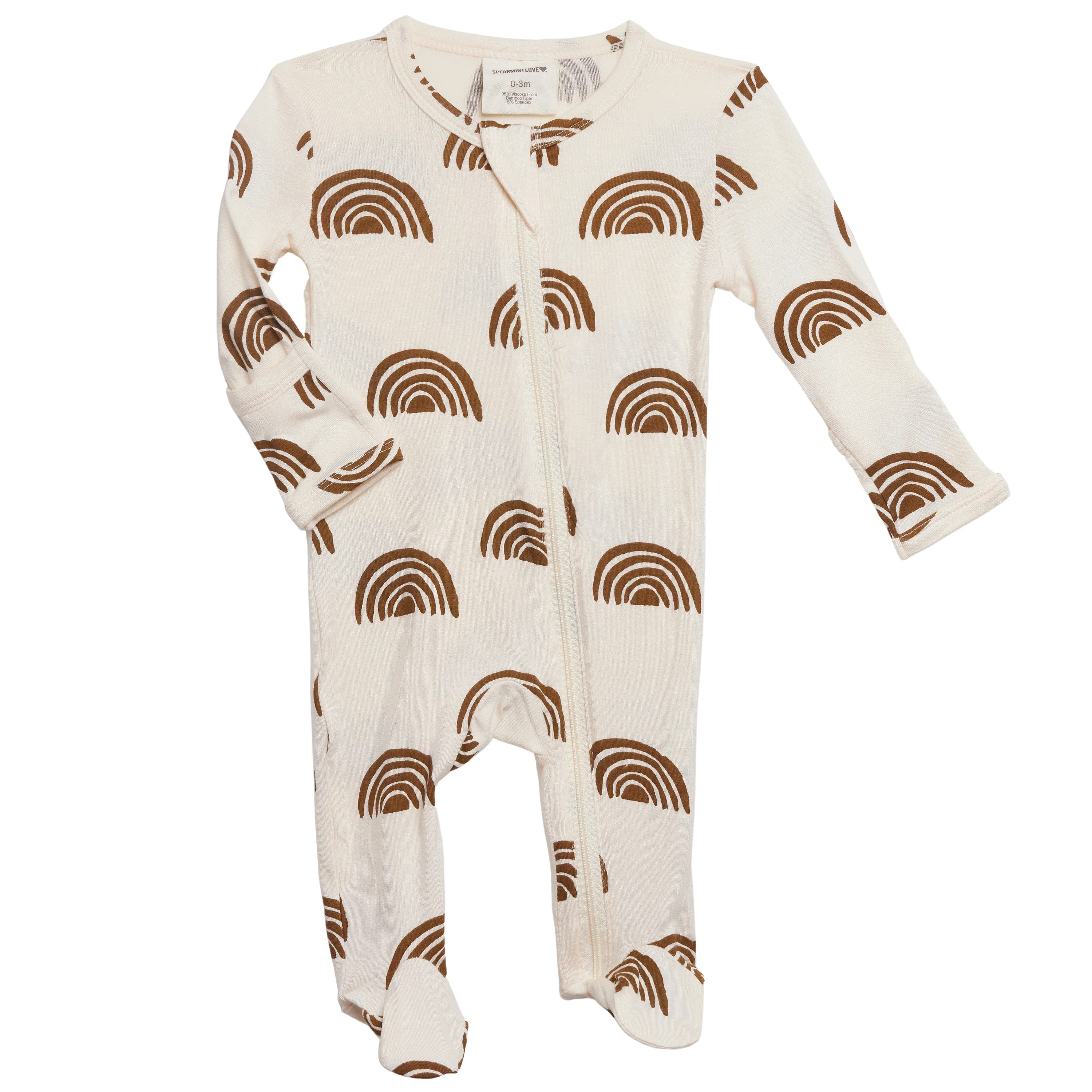 Basic Zipper Footie, Gold Rainbow | SpearmintLOVE