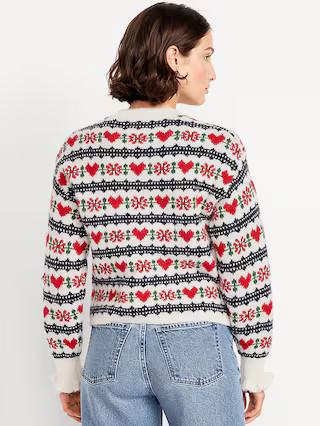 Loose Crew-Neck Wool-Blend Cropped Sweater | Old Navy (US)