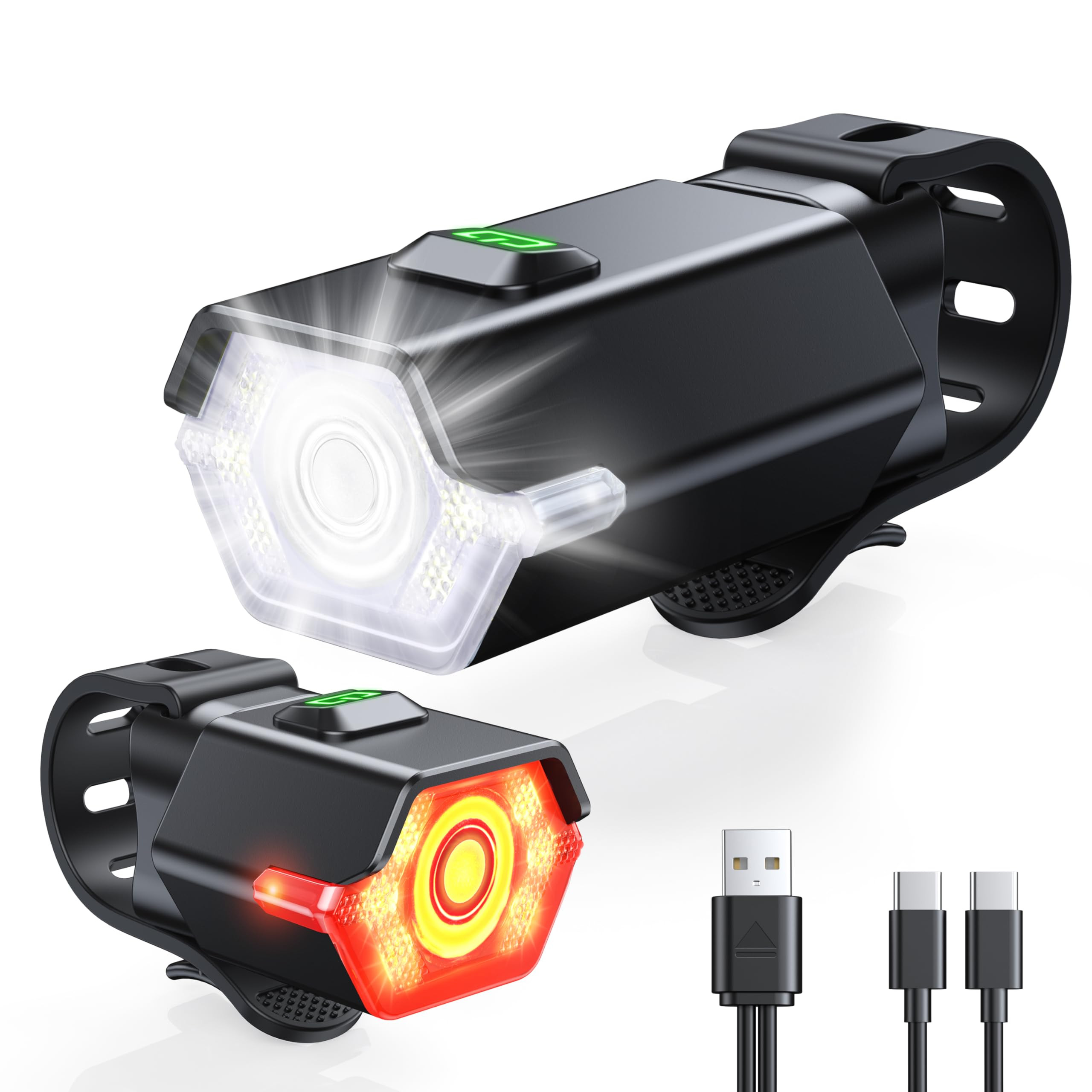 3+6 Modes Ultra Bright Bike Lights for Night Riding with Side Light, Rechargeable & IP65 Waterpro... | Amazon (US)
