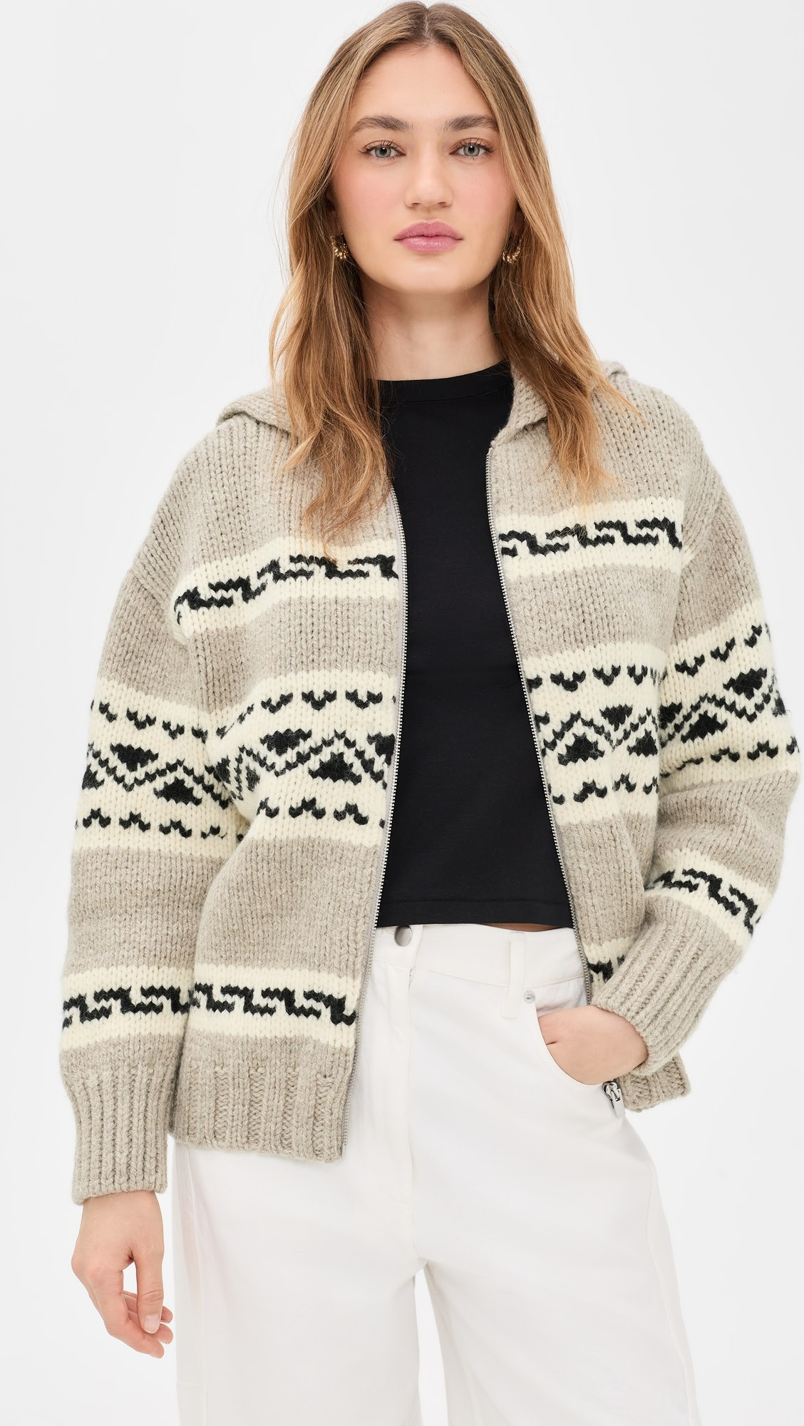 Fair Isle Zip Wool Cardigan | Shopbop