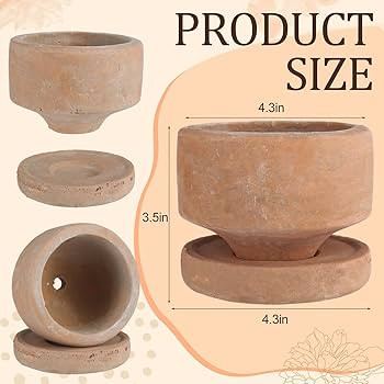 Yungyan 2 Set 4.3'' Rustic Terracotta Plant Pot with Drainage Saucer Vintage Breathable Clay Plan... | Amazon (US)