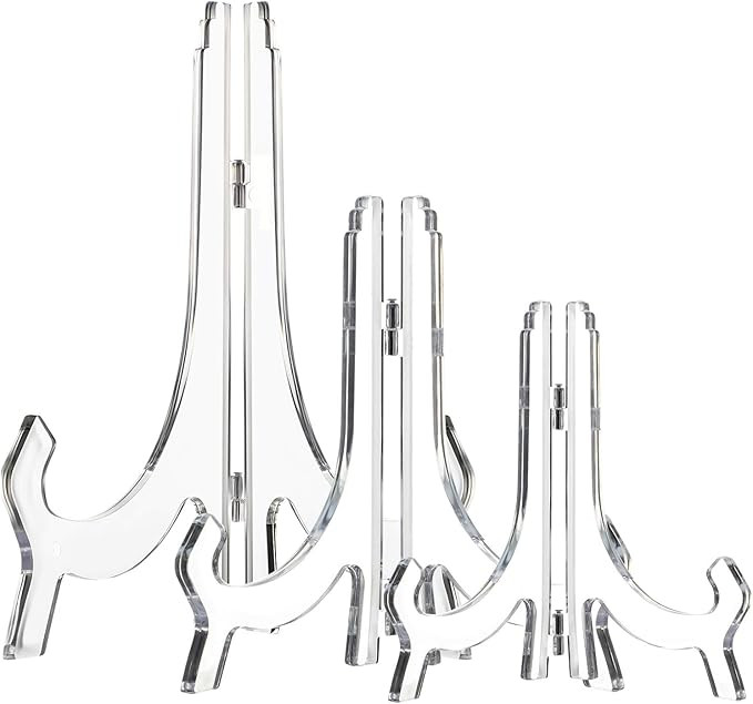 Clear Acrylic Easels Plate Stands Holders to Display Pictures or Other Items for Display Decorati... | Amazon (US)