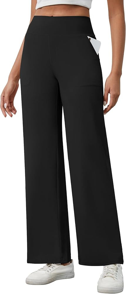 AVAMO Wide Leg Pants for Women Stretchy Work Pants Tummy Control Pants with Pockets Pull On Slack... | Amazon (US)