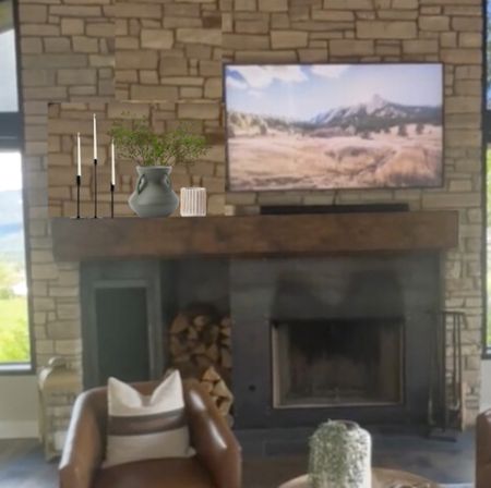 Thirsty Thursday mantle styling with off centered tv 🤍 #thristythirsday #fireplace #mantle 

#LTKhome #LTKstyletip