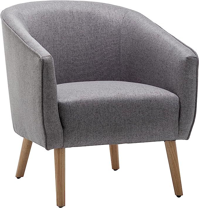 Wovenbyrd Mid-Century Modern Barrel Accent Chair with Tapered Legs, Heather Gray Fabric | Amazon (US)