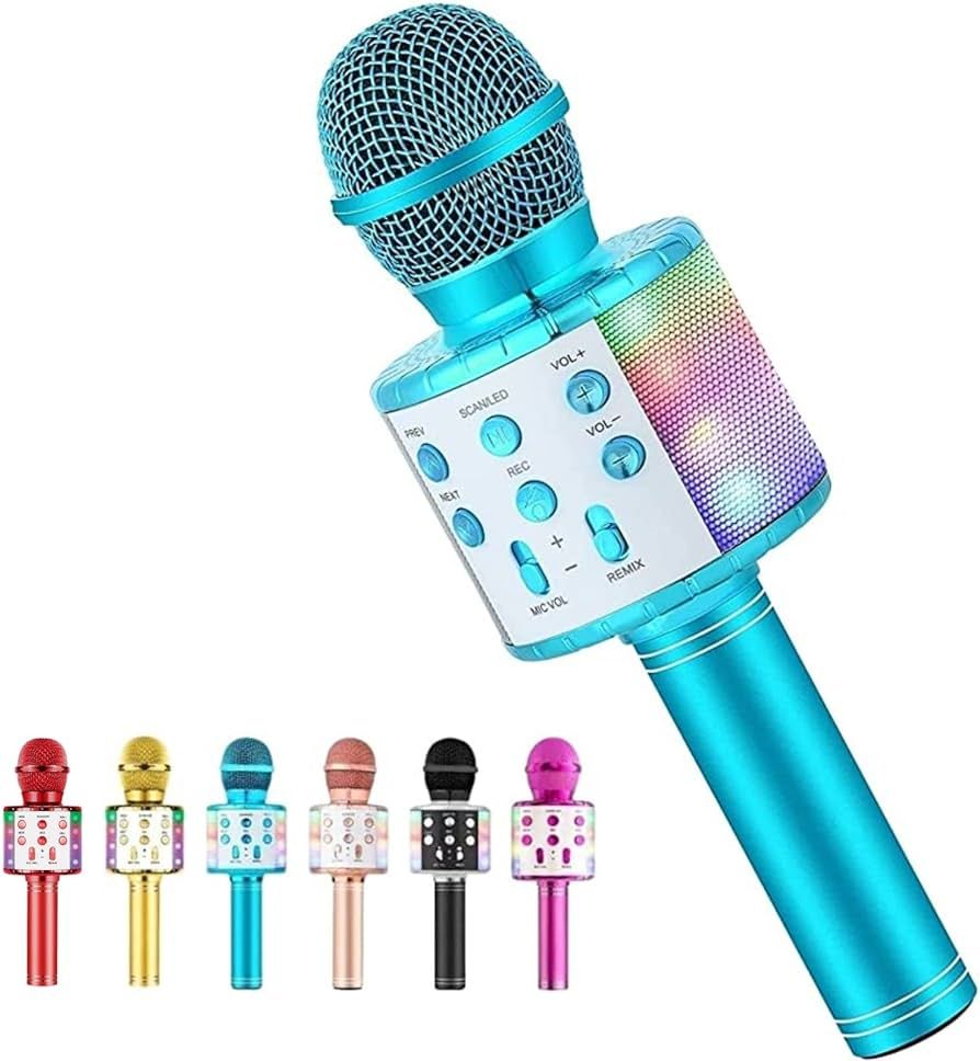 Voice Changing Karaoke Microphone for Kids Singing,5 in 1 Wireless Bluetooth Microphone with LED ... | Amazon (US)
