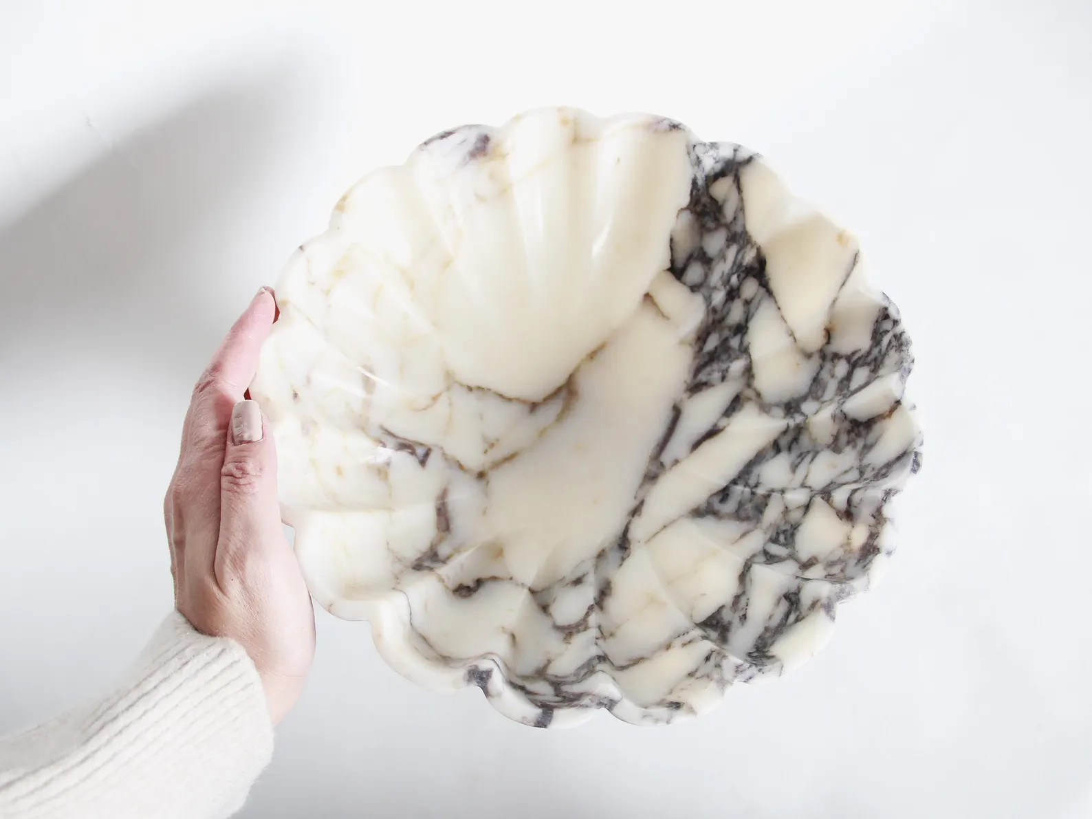 Calacatta Viola Marble Scallop Pedestal Bowl, Elegant Decorative Bowl, Unique House Warming Gift,... | Etsy (US)