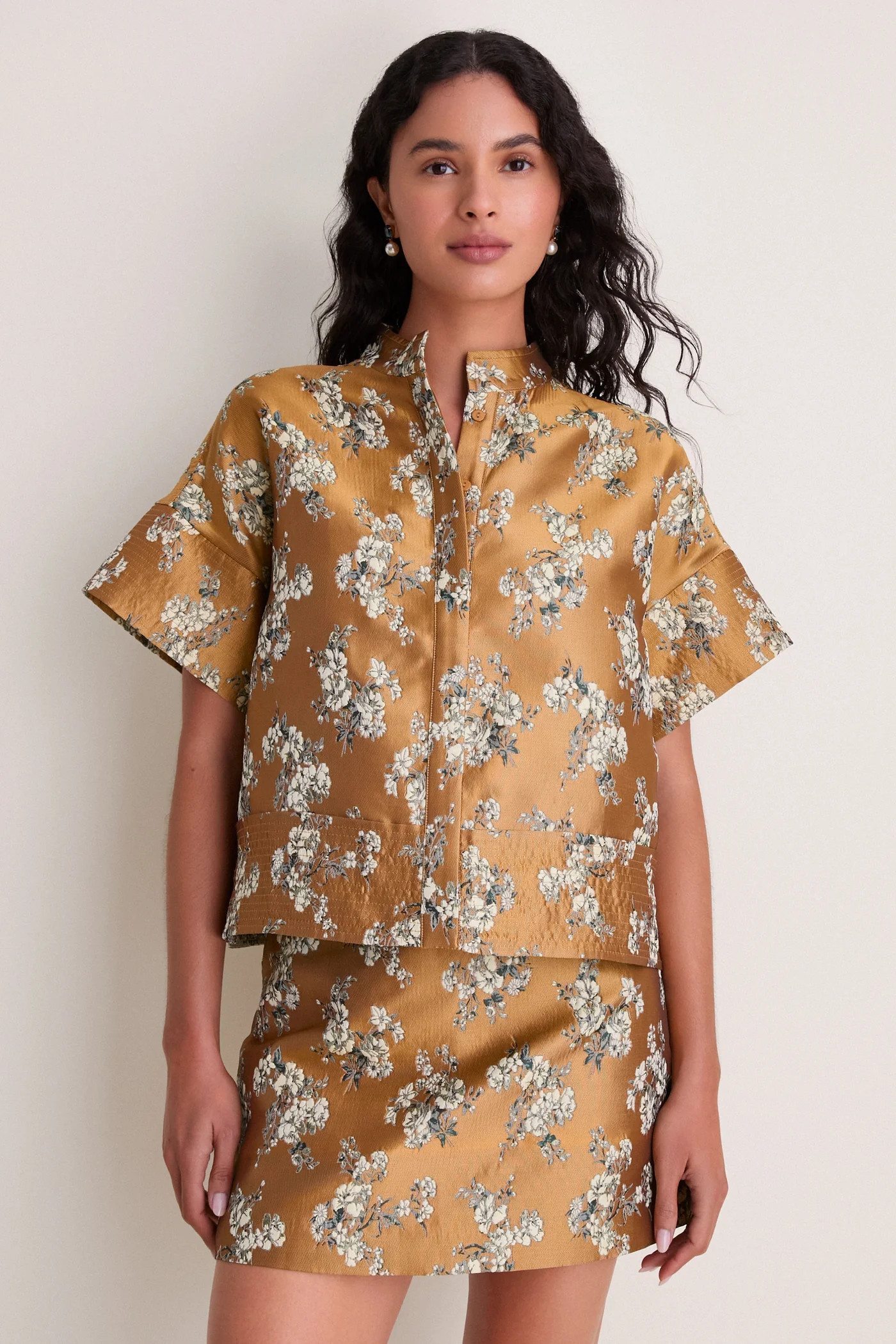 Gilded Blossom Jacquard Sofia Stitch Shirt | Tuckernuck (US)