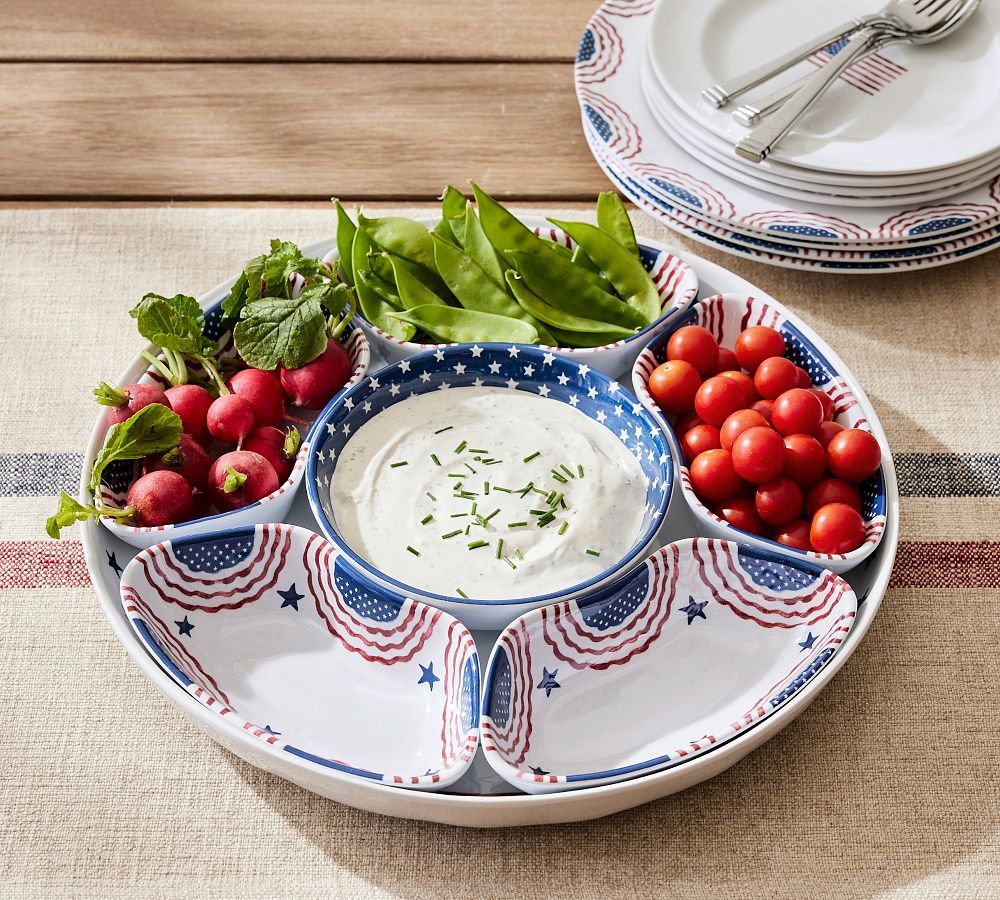 Cabana Americana Outdoor Melamine Sectioned Serving Platter | Pottery Barn (US)