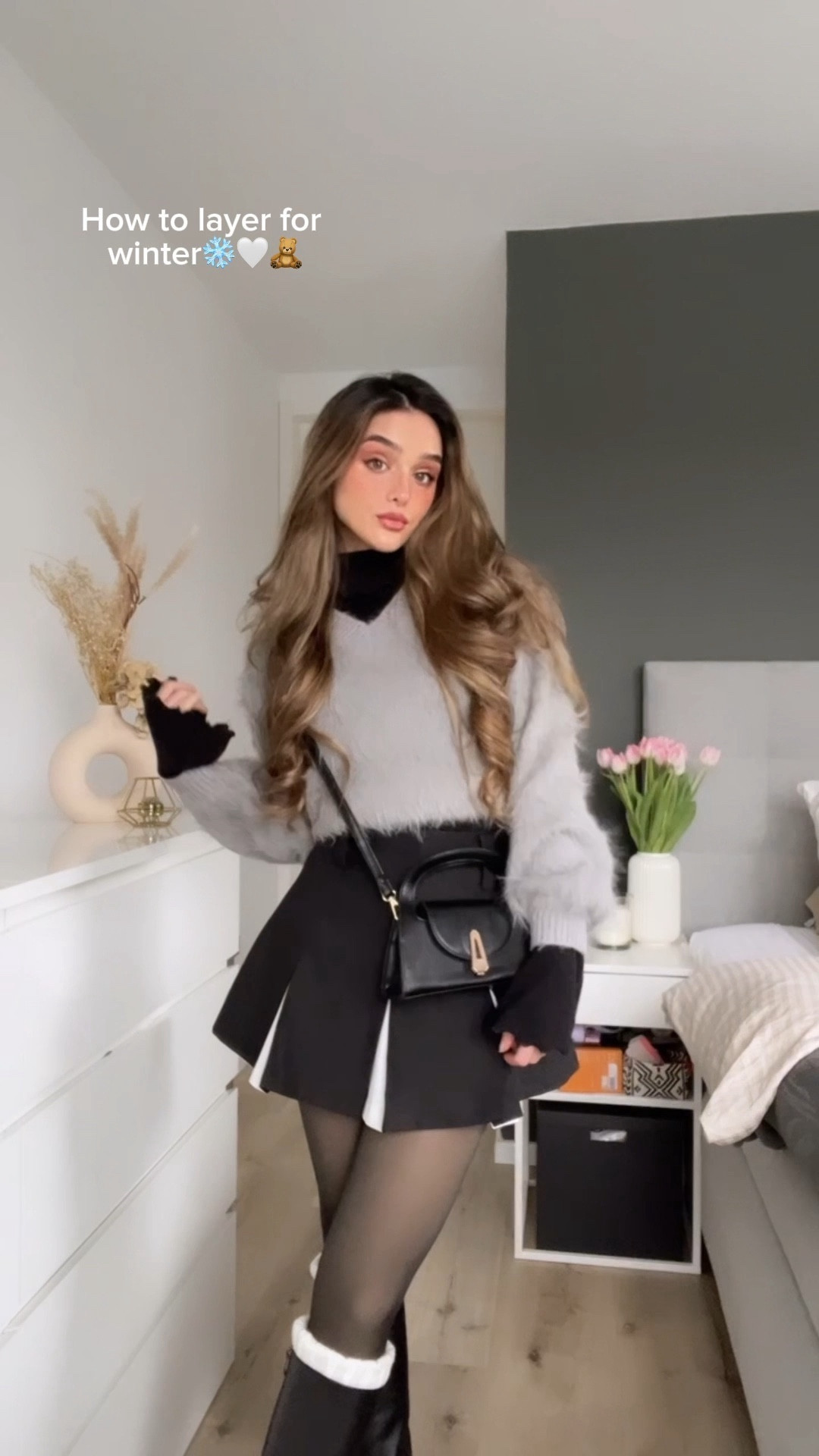 🛍️SHEIN DISCOUNT: MXsweetinstabella15 

Two layer hem black skirt, fleece tights for winter, knee high vegan leather black boots, beige leg warmers, long sleeve bodysuit, black cross body bag, long sleeve ruffle v neck flare sleeve sweater,

#LTKstyletip #LTKMostLoved #LTKVideo
