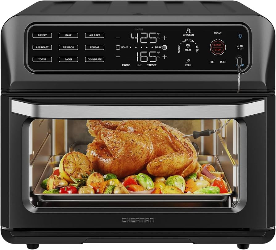 Chefman Air Fryer Toaster Oven Combo with Probe Thermometer, 12-In-1 Stainless Black Convection O... | Amazon (US)