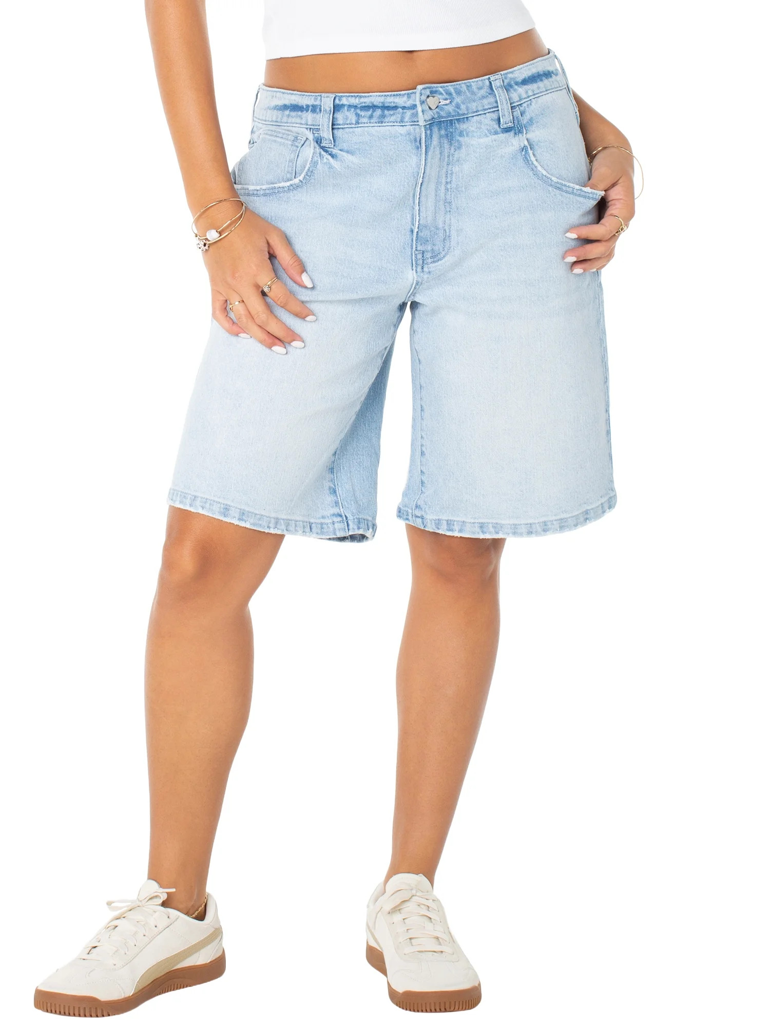 Celebrity Pink Women's and Women's Plus Relaxed Denim Jorts, Sizes XS-4X | Walmart (US)