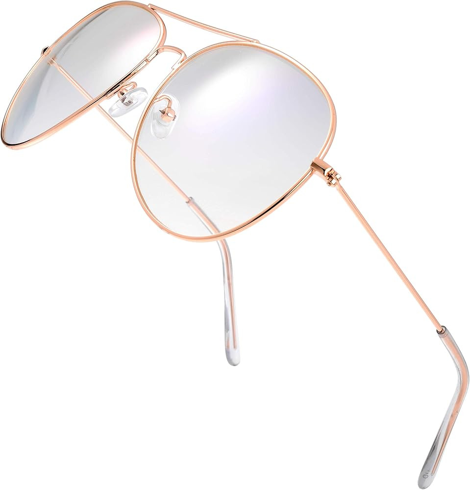 The Fresh Classic Aviator Frame Light Color Lens XL Oversized Sunglasses Gift Box | Amazon (US)