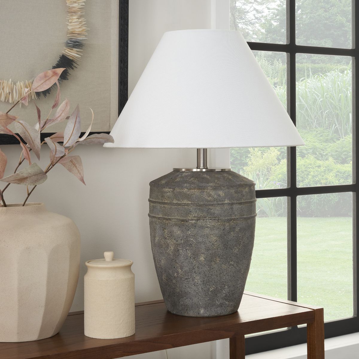 25" Rustic Brown Ceramic Farmhouse Table Lamp - Nourison | Target