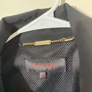 Escada Jacket Womens 40 Black Belted Utility Zip Pockets Stretch Collared | Poshmark