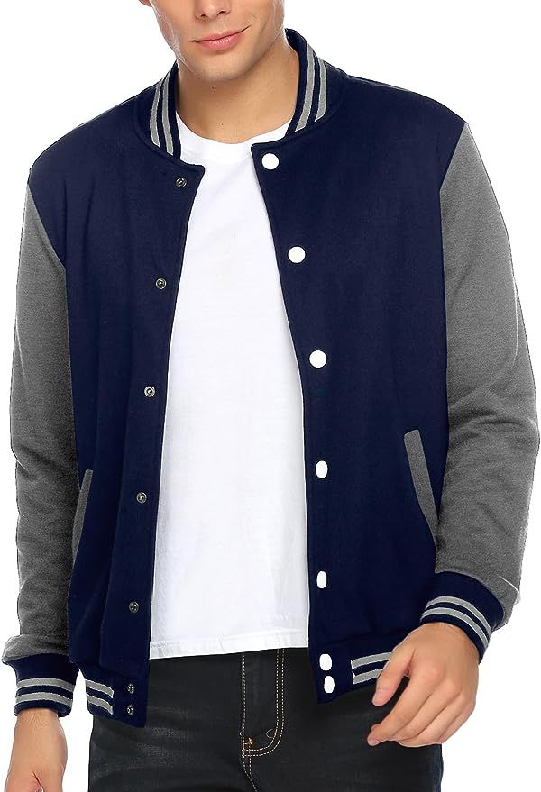 COOFANDY Mens Fashion Varsity Jacket Causal Slim Fit Cotton Letterman Baseball Bomber Jackets | Amazon (US)