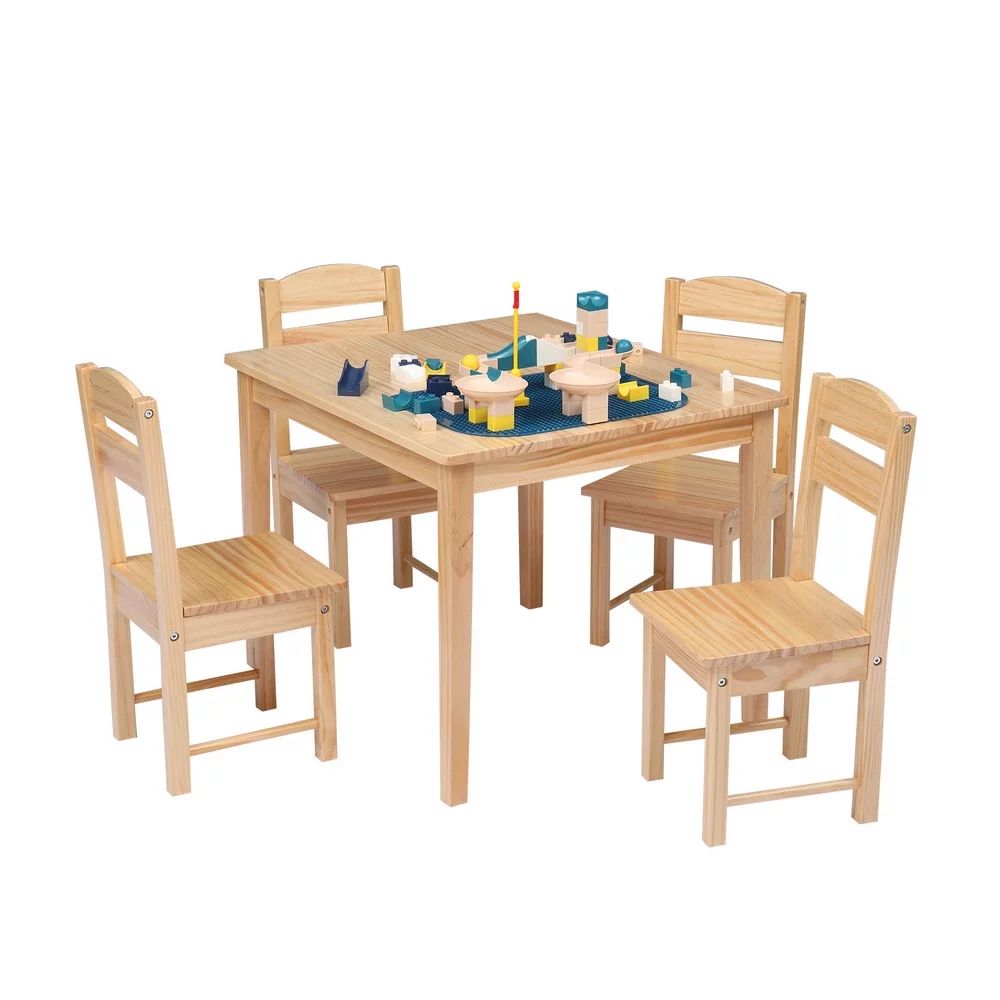 enyopro Kids Table and Chair Set, Wooden Desk & 4 Chair Set, 5 Pieces Set Includes 5 Chairs and 1... | Walmart (US)