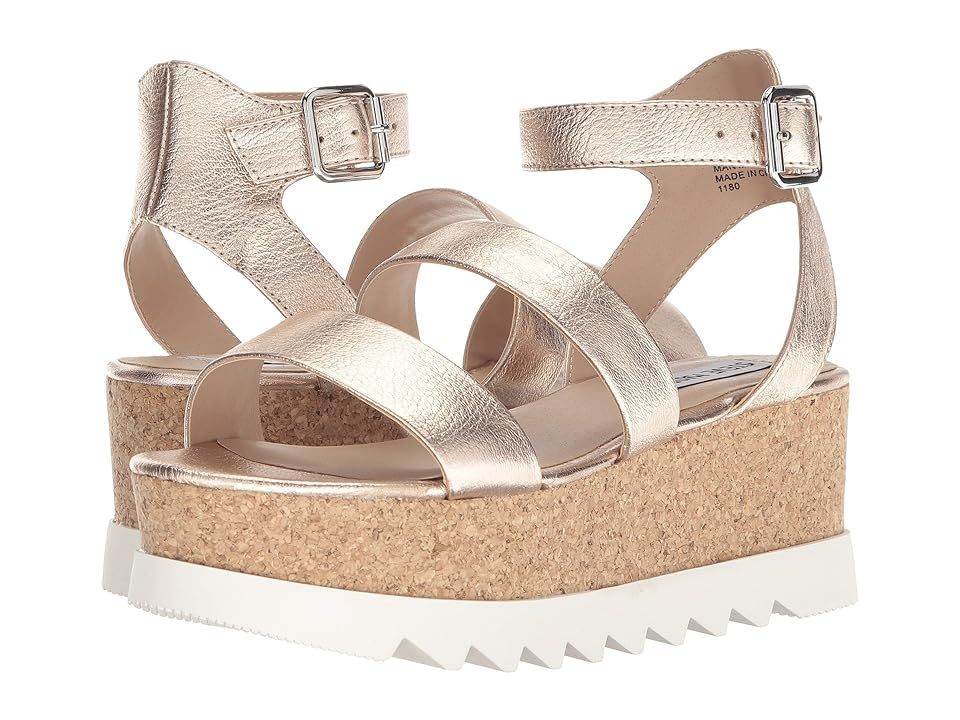 Steve Madden Kirsten Cork Platform Wedge Sandal (Rose Leather) Women's Shoes | Zappos