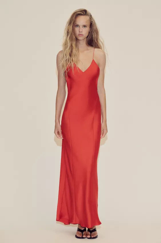 OPEN BACK SATIN LONG DRESS | Zara US