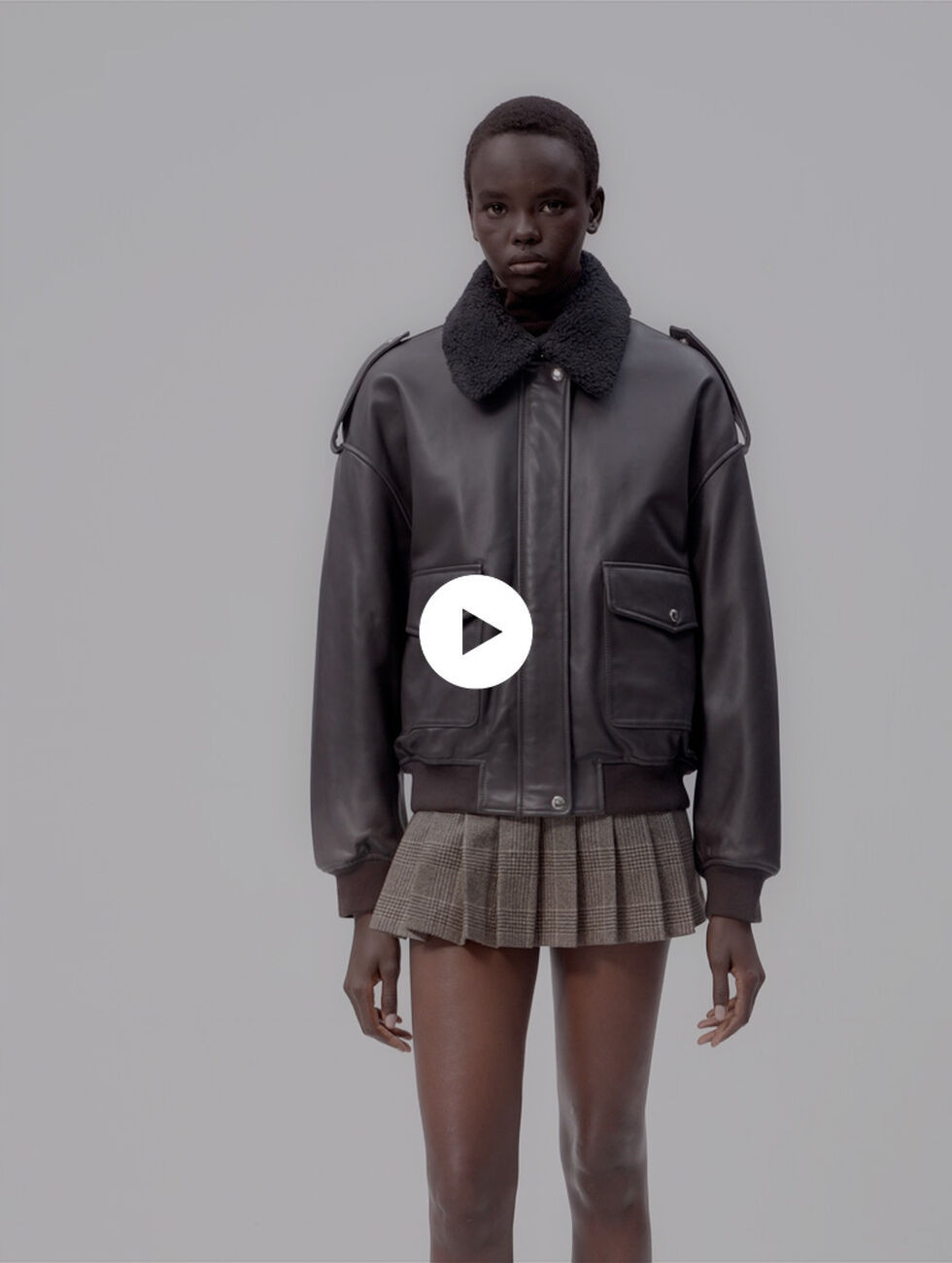 Oversized leather jacket | Maje US | Maje US
