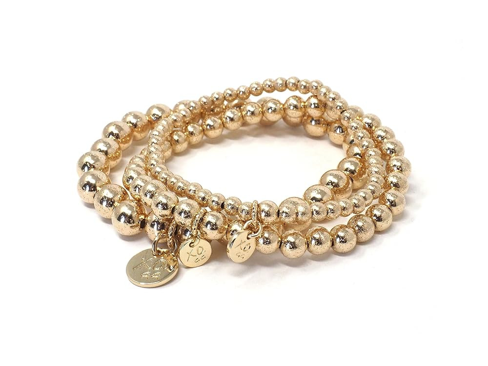 The Eternity Bracelet in Gold Shimmer, Handmade Gold Fill Beaded Stackable Bracelet with XO Charm... | Amazon (US)