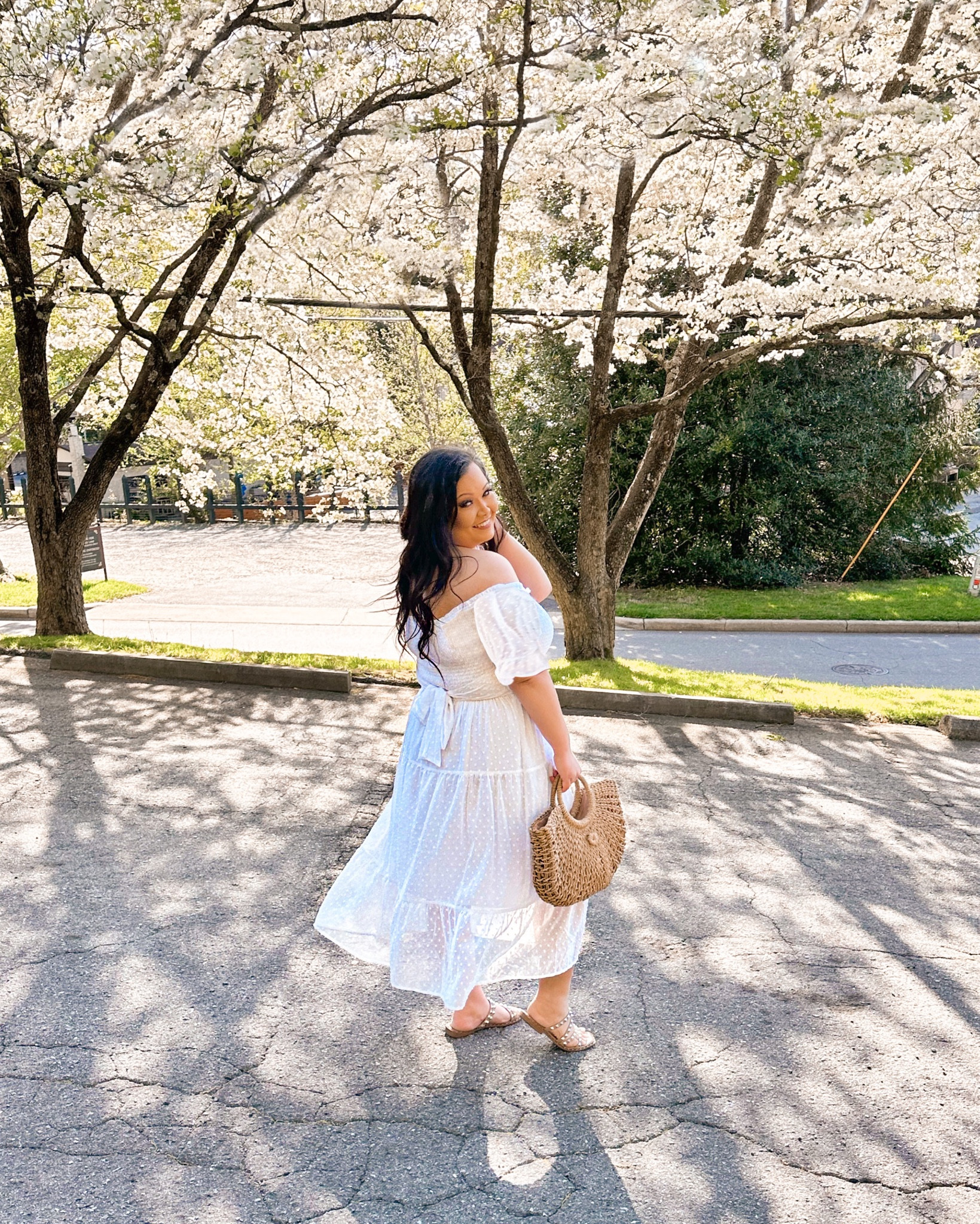 White Swiss Dot Puffy Sleeve Dress #springdress #whitedress #strawhandbag #studdedsandals

#LTKSeasonal #LTKstyletip #LTKunder50