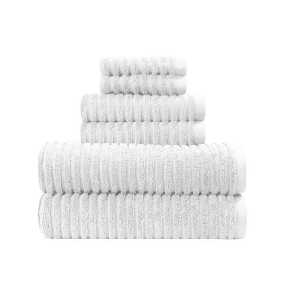 Better Homes & Gardens PowerLoft AIRRICH® 6 Piece Bath Towel Set, Arctic White Textured Stripe | Walmart (US)
