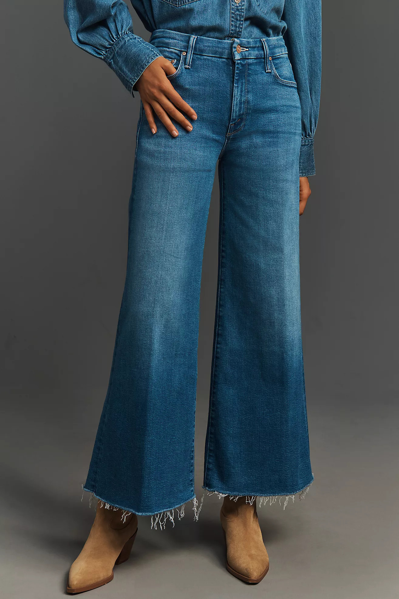 MOTHER The Lil Roller Fray Petite Jeans | Anthropologie (US)