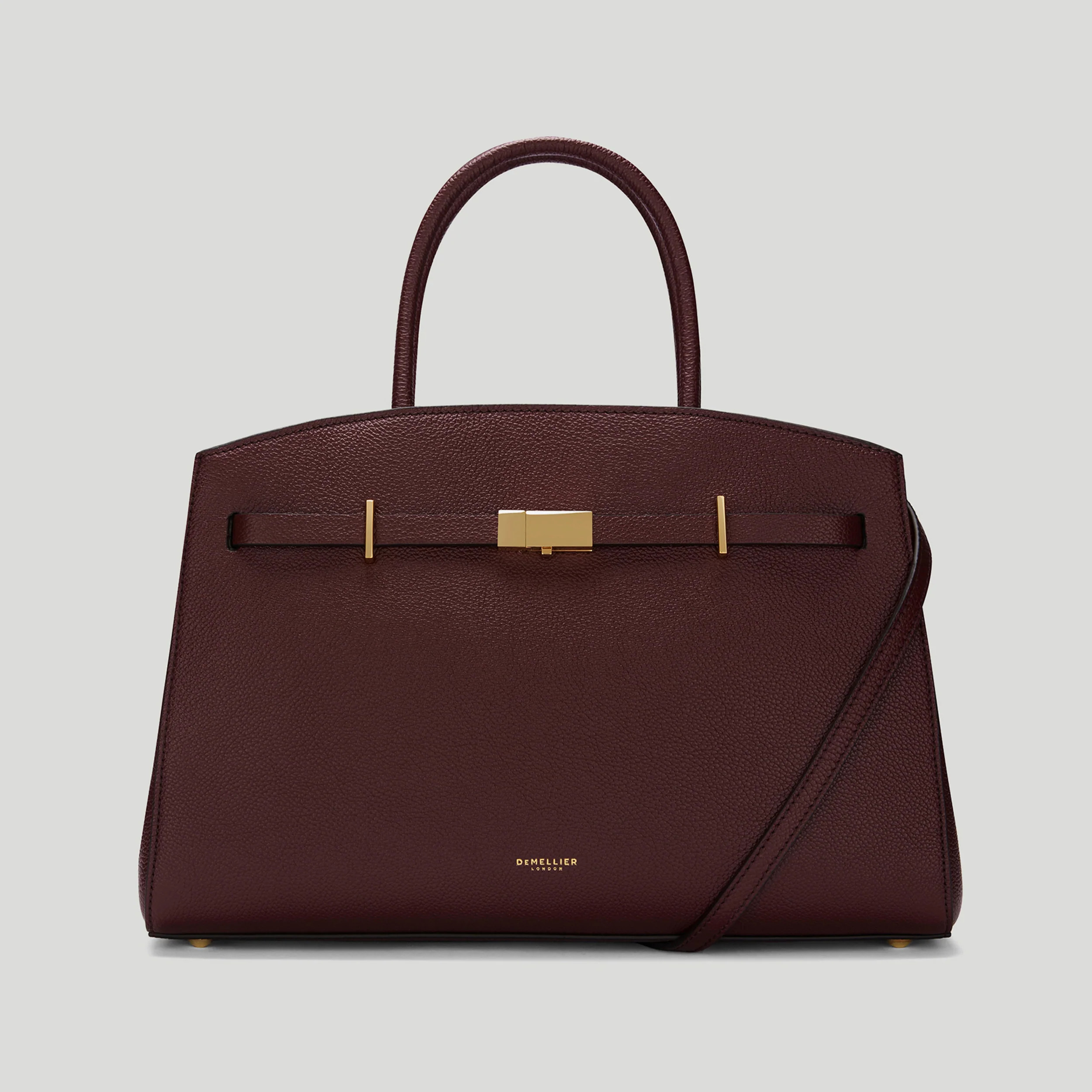 DeMellier The Midi Hudson in Burgundy Small Grain Leather Crossbody bag | DeMellier