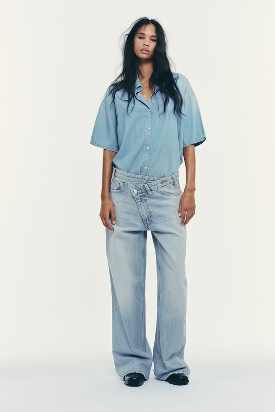TRF DENIM CROP SHIRT | Zara US
