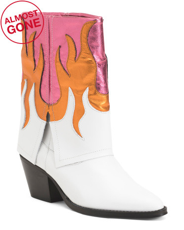 Made In Portugal Leather Fold Over Booties | TJ Maxx