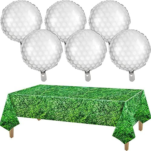 6 Pieces Golf Ball Balloons 108 x 54 Large Size Grass Table Cover Disposable Plastic Printed Gras... | Amazon (US)
