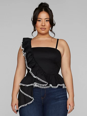 Stefania Ruffle Detail Peplum Top - Fashion To Figure | Fashion To Figure
