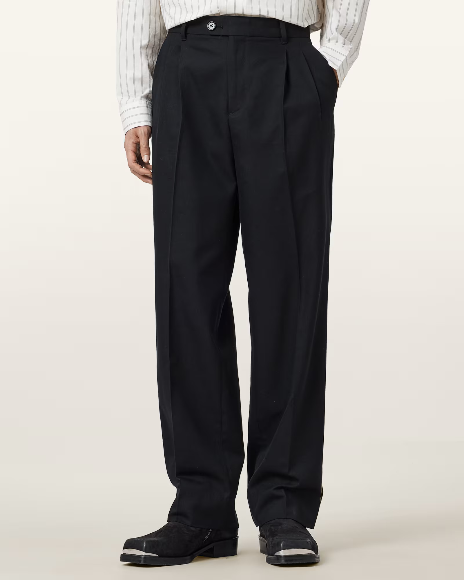 Tallis Straight Leg Trousers Black | ALLSAINTS | AllSaints UK