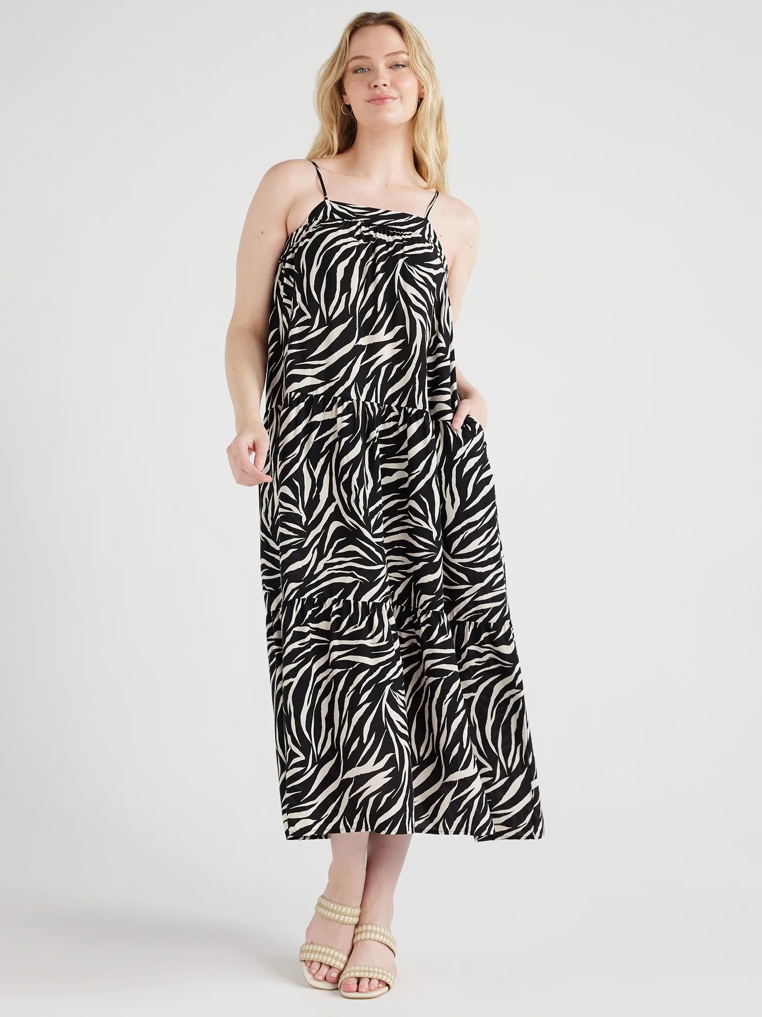 Time and Tru Women's Sleeveless Tiered Dress, Sizes XS-XXXL | Walmart (US)
