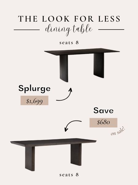 Get the look for less! West Elm Anton Dining Table Dupe. This is a 8 seater dining table & a perfect dupe for the 86” WE table. 
#westelmdupe #lookforless #vibeforless #diningtable #wooddiningtable #moderndiningtable