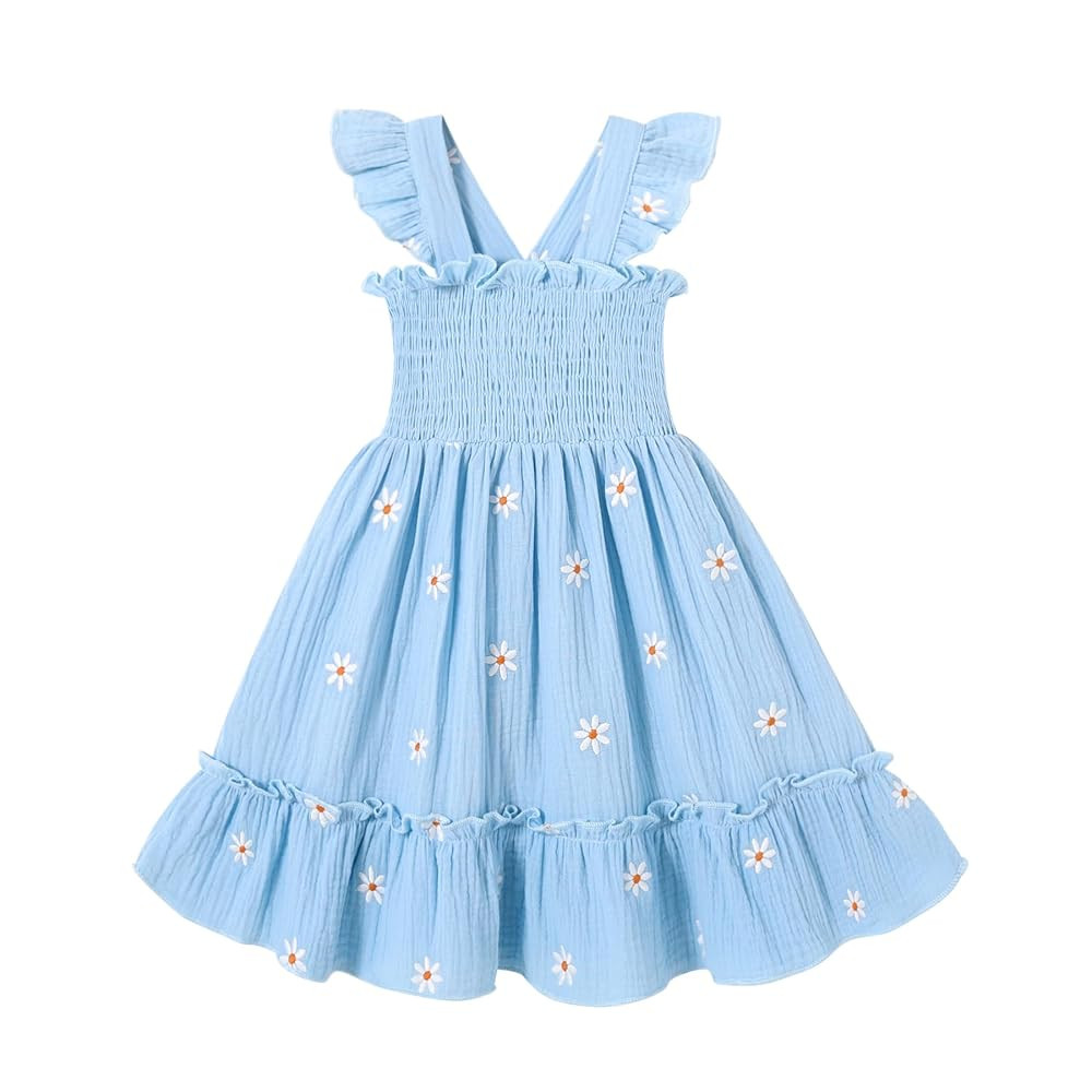 Toddler Baby Girls Dress Floral Embroidered Boho Sleeveless Beach Butterfly Sundress | Amazon (US)