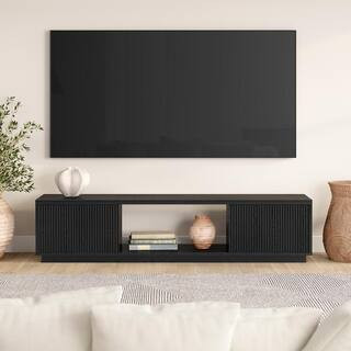 Dorian 69.63 in. Black Grain TV Stand Fits TV's up to 78 in. | The Home Depot