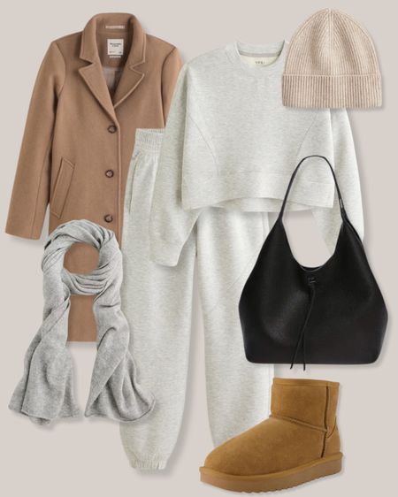 Neutral athleisure outfit
Neutral outfit
Neutral casual outfit
Casual winter outfit
Abercrombie outfit
Camel coat
Gray sweatsuit
Gray sweatshirt
Gray sweatpants
Gray joggers
Gray cashmere scarf
Gray scarf
Black hobo bag
Black bag
Beige beanie
Ugg dupes
Shearling boots
Amazon boots


#LTKstyletip #LTKSeasonal #LTKfitness