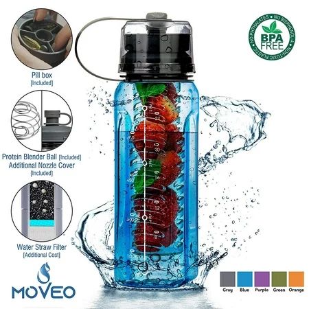 Luxury Series - Water Bottle BPA Free All-in-ONE - Fruit Infuser - Blender Bottle - Water Cup & Pill | Walmart (US)