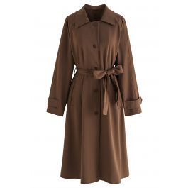 Single-Breasted Belted Trench Coat in Brown | Chicwish