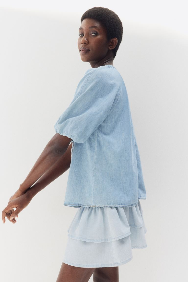 Tie-neck Denim Blouse | H&M (US + CA)