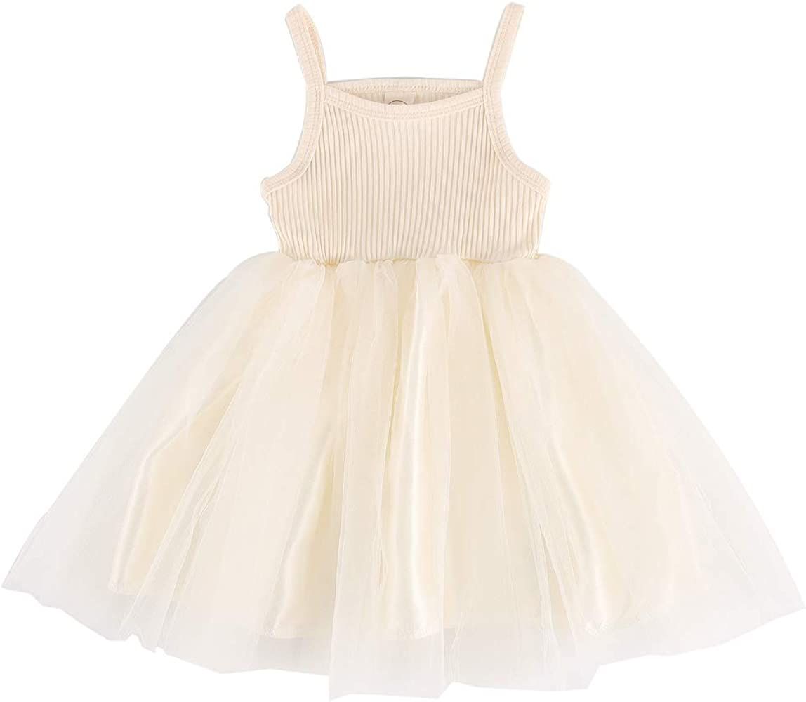 Toddler Baby Girls Tutu Dress Infant Ribbed Sleeveless Tulle Sundress Soft Fluffy Bubble Party Pr... | Amazon (US)