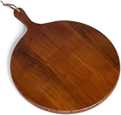 BirdRock Home 18" Round Acacia Wooden Cheese Serving Pizza Board with Handle - Party Charcuterie ... | Amazon (US)